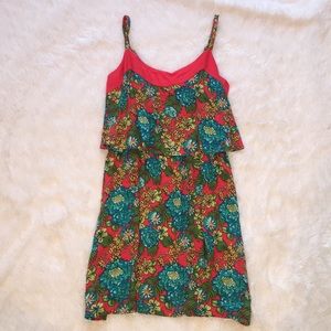 Floral Tropical Spaghetti Strap Dress, Medium